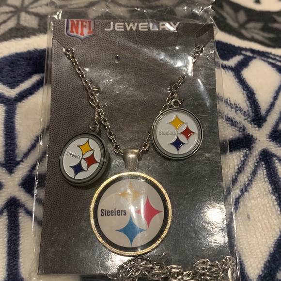 NFL PITTSBURGH STEELERS necklace & earrings set NIP - Picture 1 of 4
